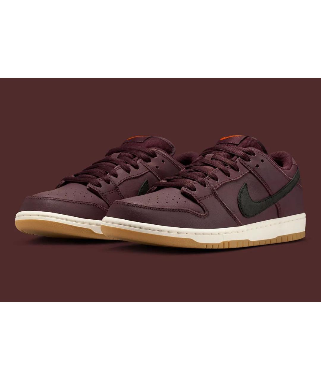 NIKE Бордовые кожаные низкие кроссовки / кеды, фото 2