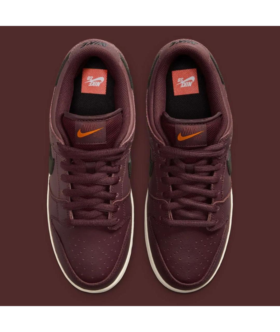 NIKE Бордовые кожаные низкие кроссовки / кеды, фото 3
