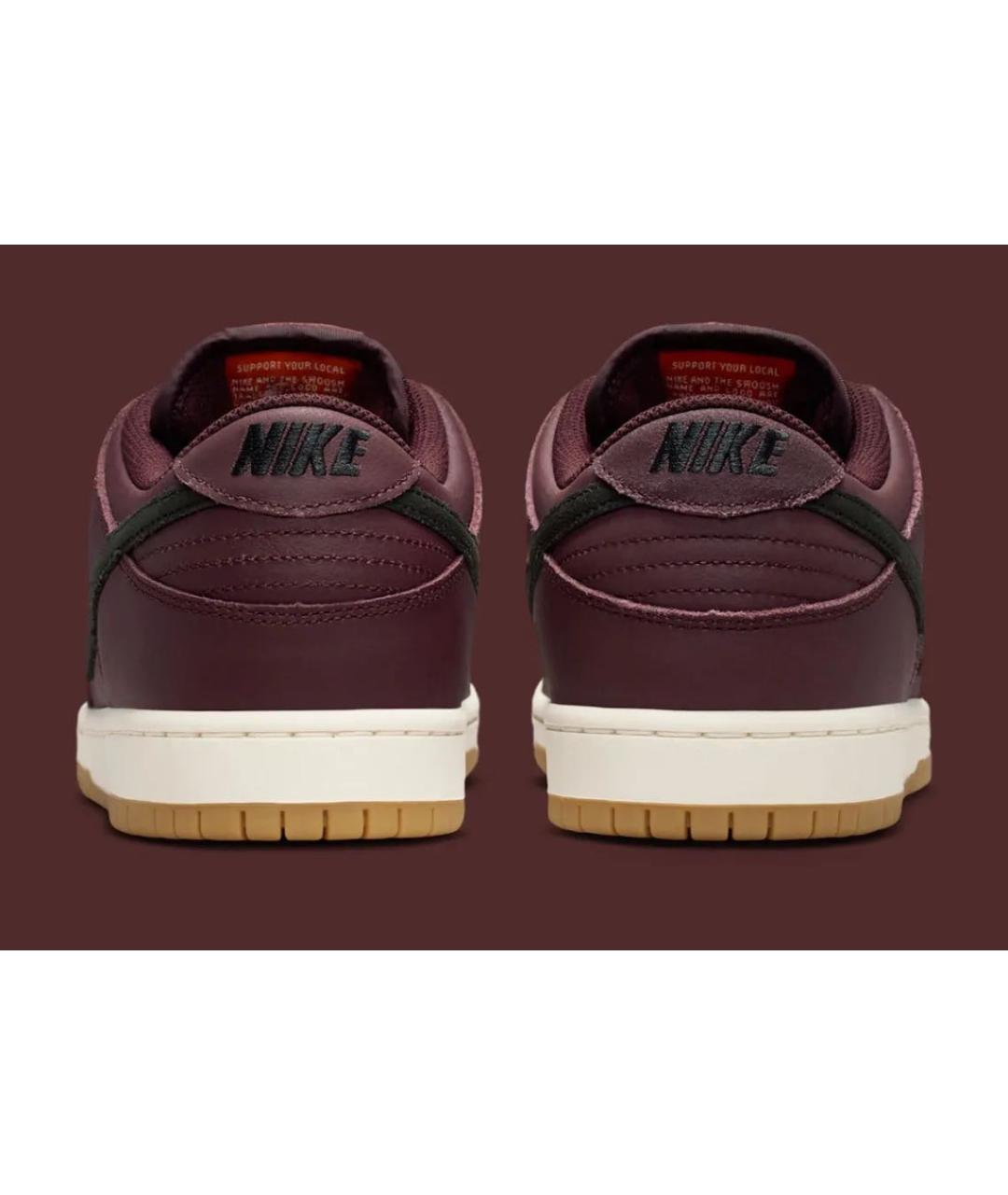 NIKE Бордовые кожаные низкие кроссовки / кеды, фото 4