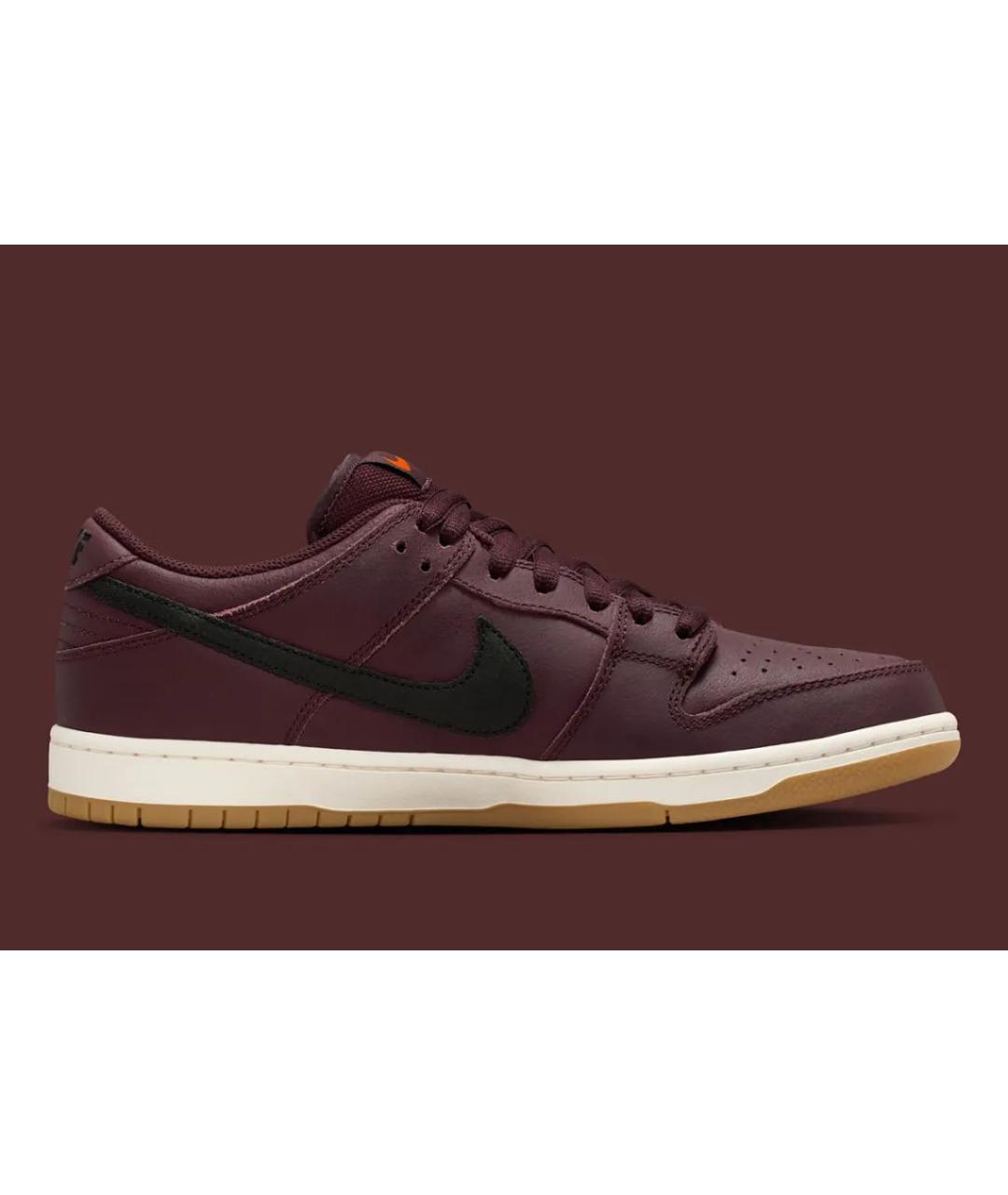 NIKE Бордовые кожаные низкие кроссовки / кеды, фото 5