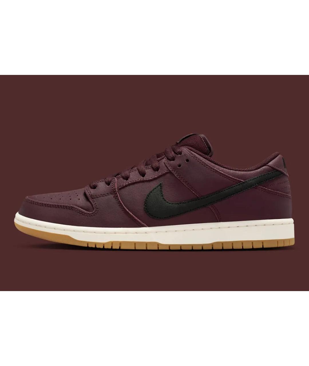 NIKE Бордовые кожаные низкие кроссовки / кеды, фото 9