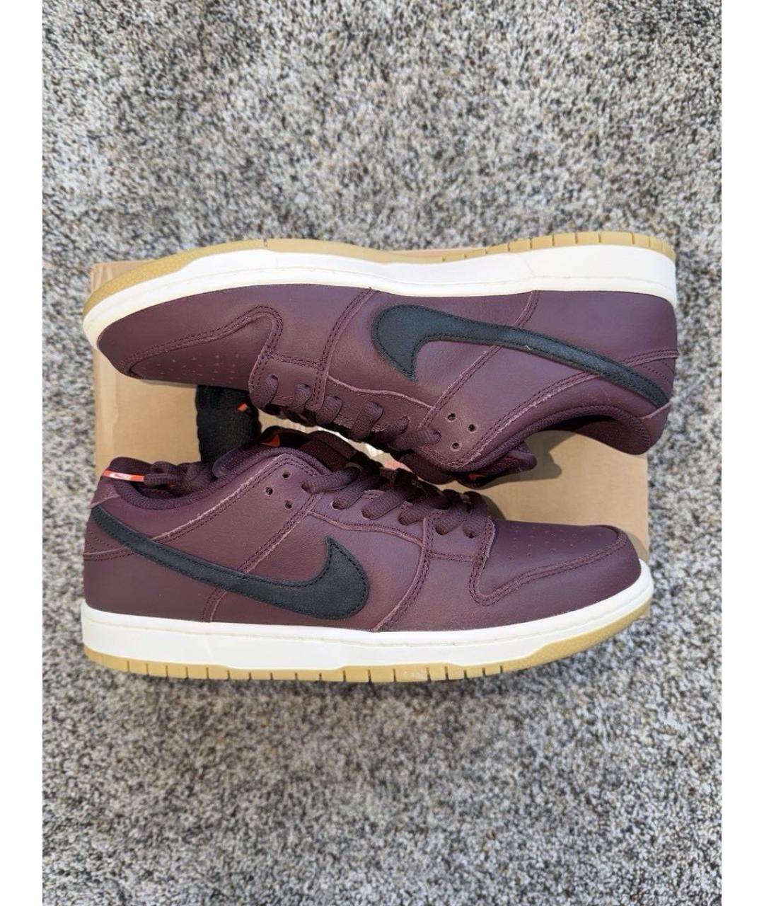NIKE Бордовые кожаные низкие кроссовки / кеды, фото 8