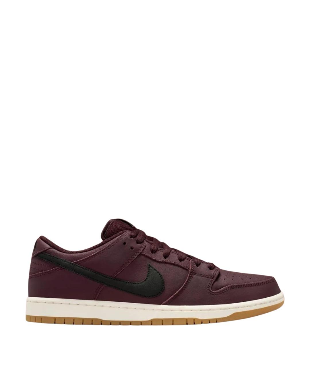 NIKE Бордовые кожаные низкие кроссовки / кеды, фото 1