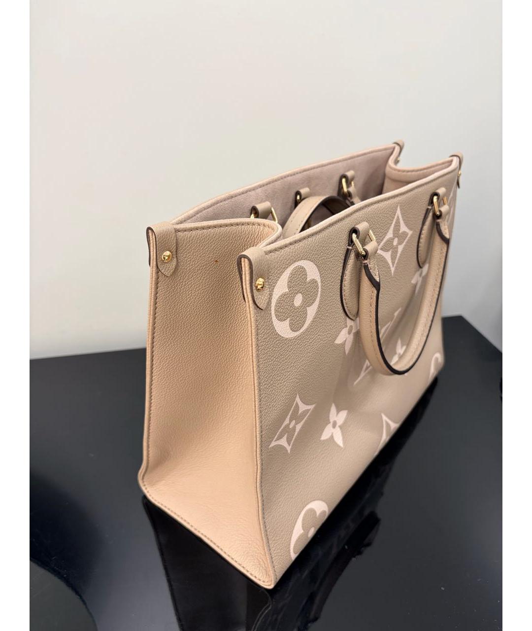 LOUIS VUITTON Бежевая кожаная сумка тоут, фото 2