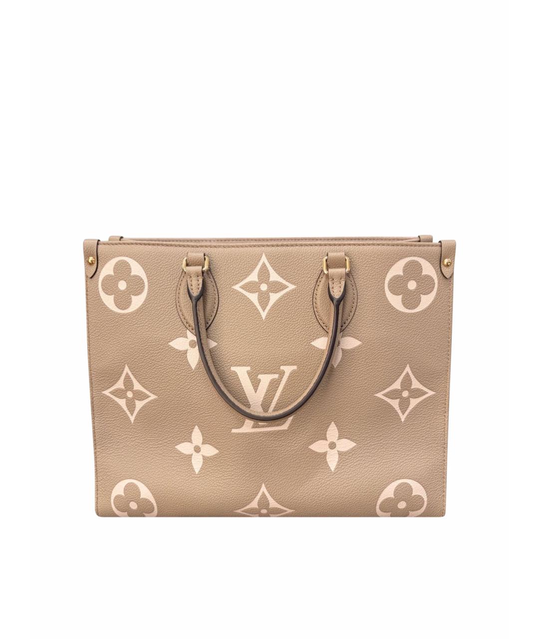 LOUIS VUITTON Бежевая кожаная сумка тоут, фото 5