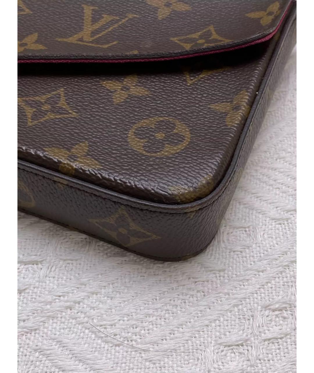 LOUIS VUITTON Коричневая кожаная сумка через плечо, фото 8