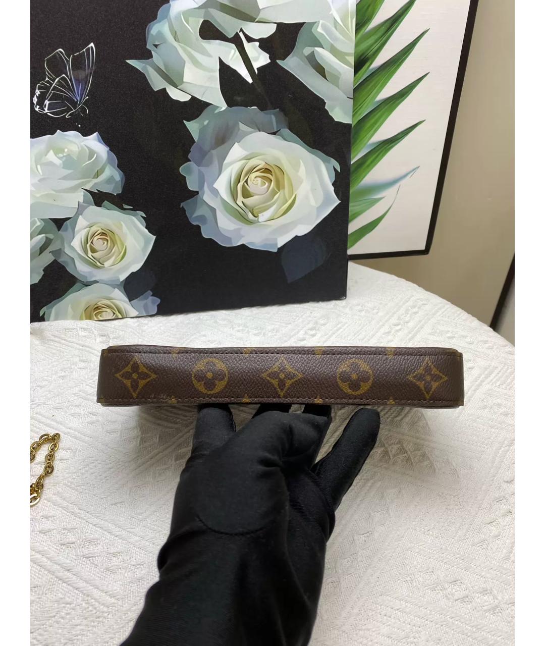 LOUIS VUITTON Коричневая кожаная сумка через плечо, фото 5