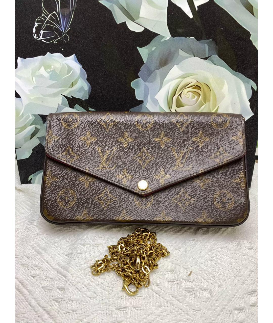 LOUIS VUITTON Коричневая кожаная сумка через плечо, фото 10
