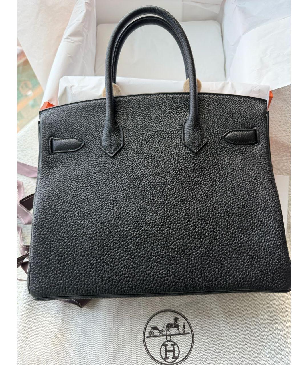 HERMES Черная кожаная сумка с короткими ручками, фото 3
