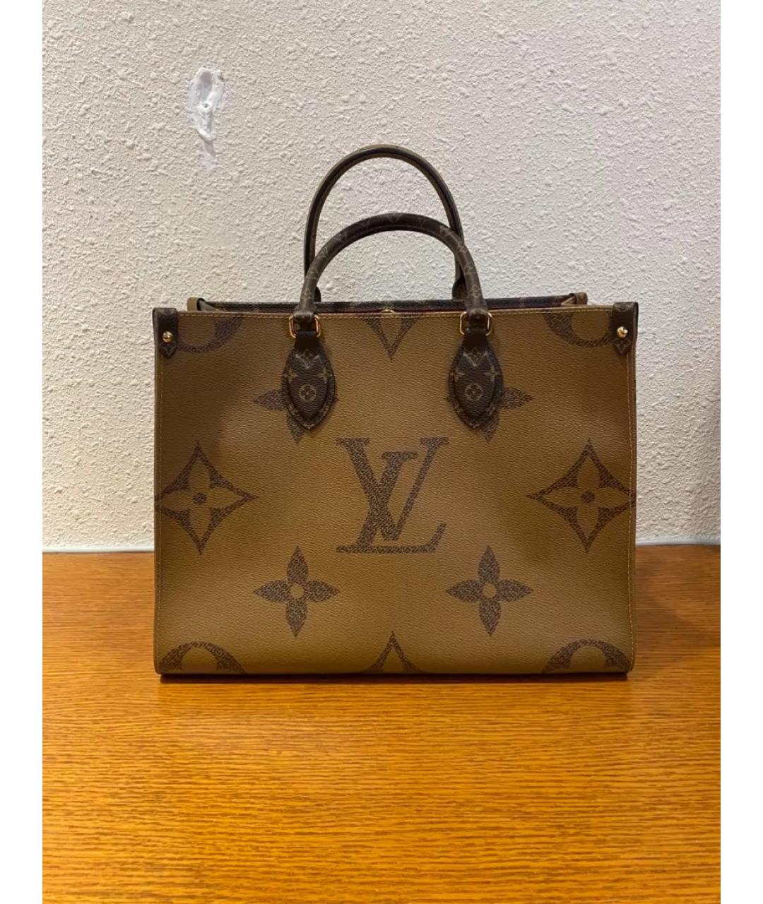 LOUIS VUITTON Коричневая кожаная сумка тоут, фото 8
