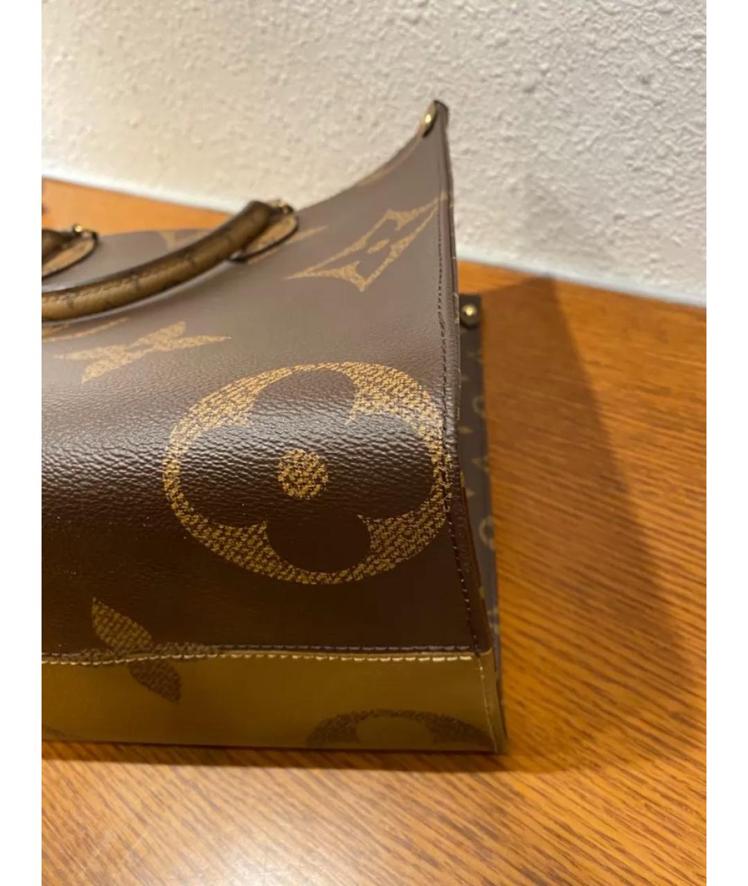 LOUIS VUITTON Коричневая кожаная сумка тоут, фото 7