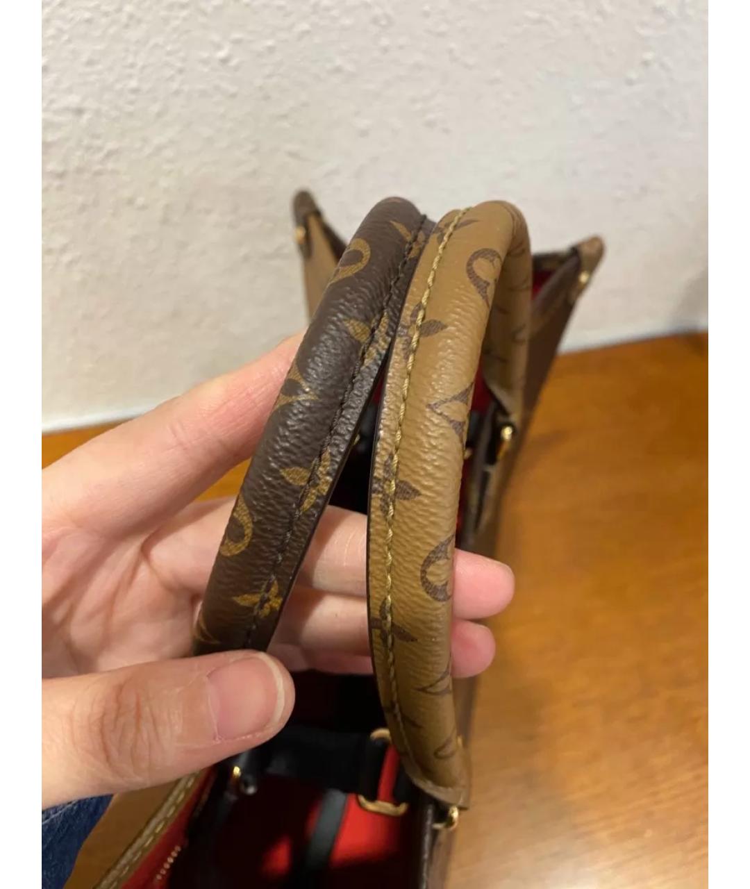 LOUIS VUITTON Коричневая кожаная сумка тоут, фото 4