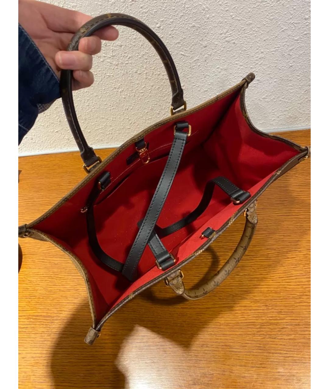 LOUIS VUITTON Коричневая кожаная сумка тоут, фото 5
