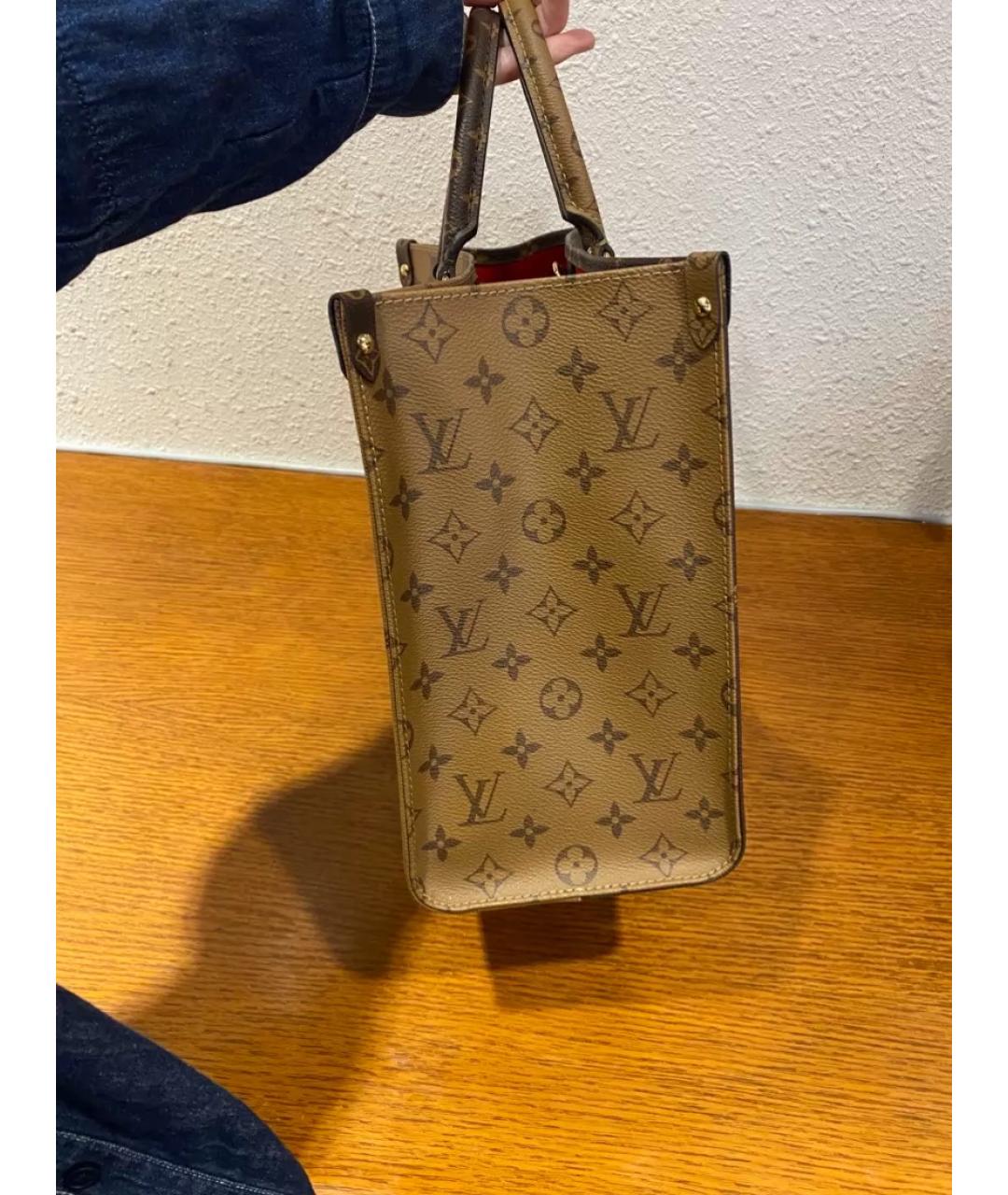LOUIS VUITTON Коричневая кожаная сумка тоут, фото 3
