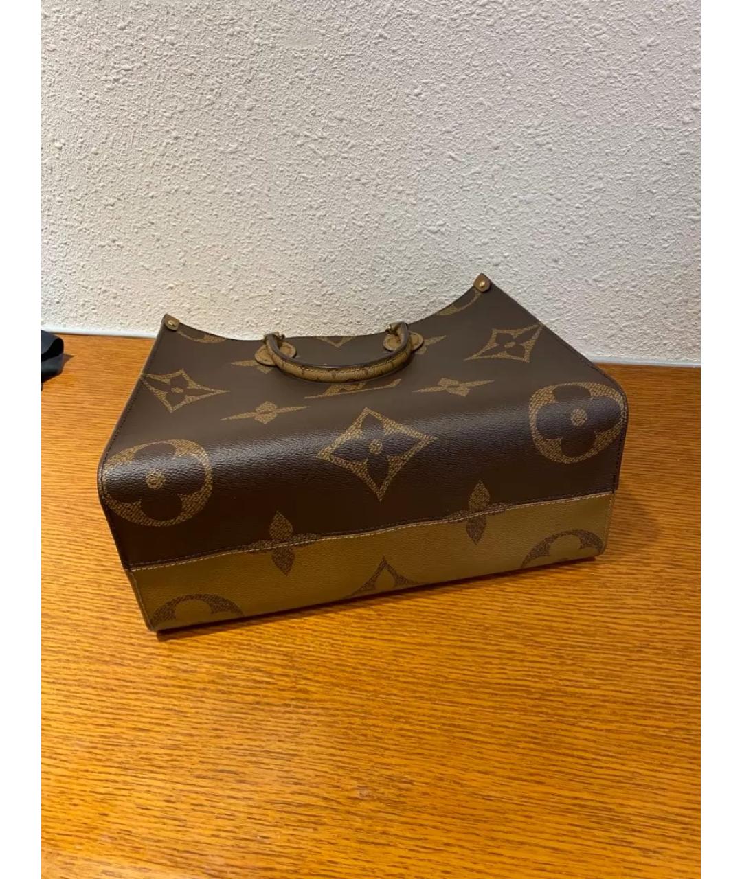 LOUIS VUITTON Коричневая кожаная сумка тоут, фото 6