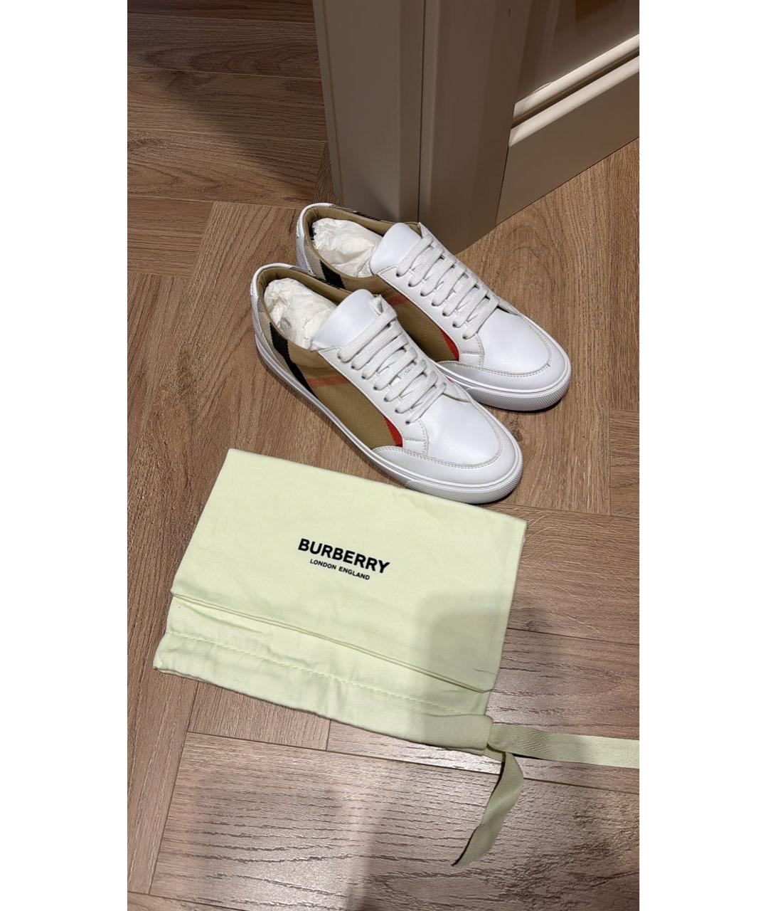 BURBERRY Белые кожаные кеды, фото 3