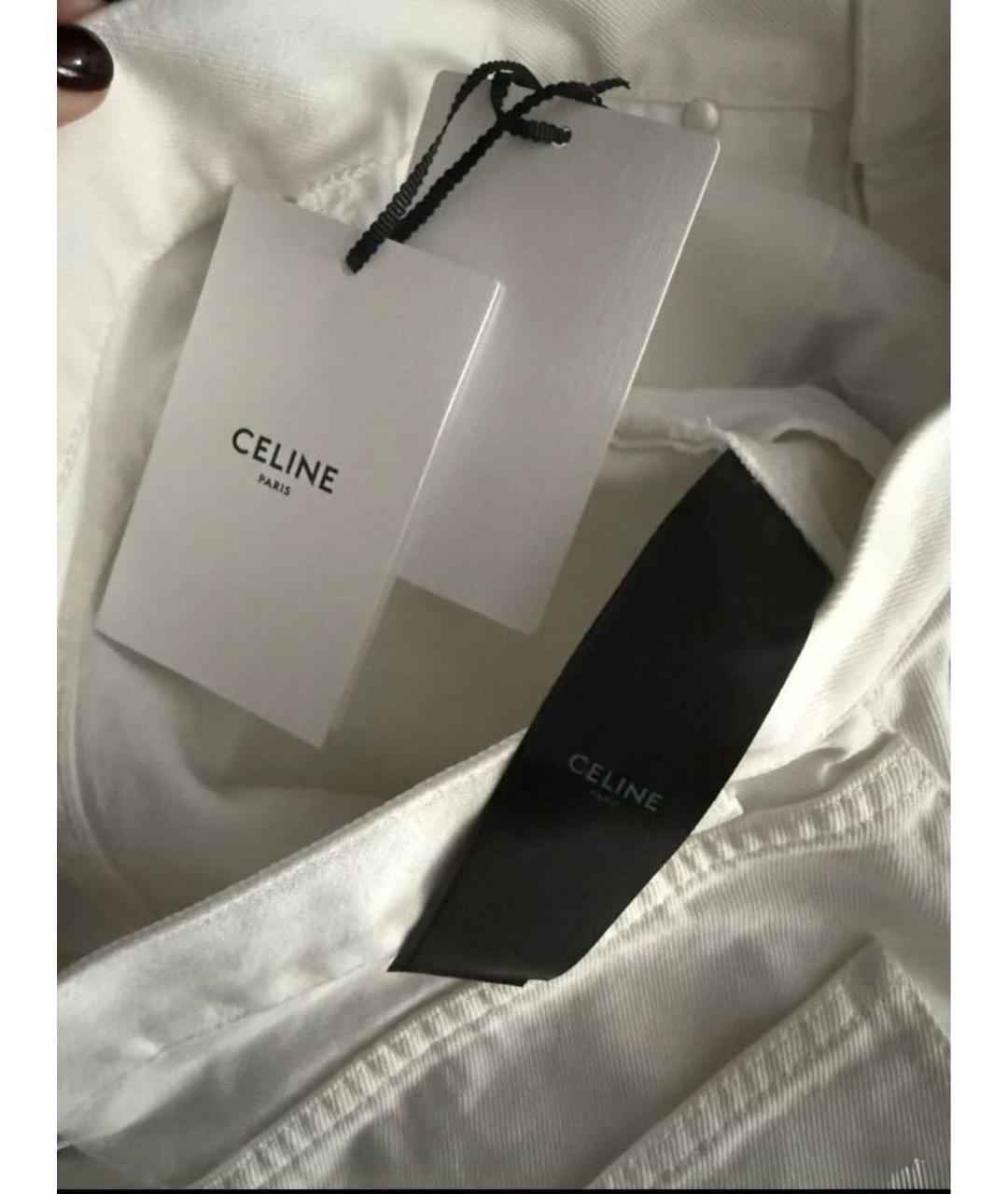 CELINE Белые хлопковые прямые джинсы, фото 9