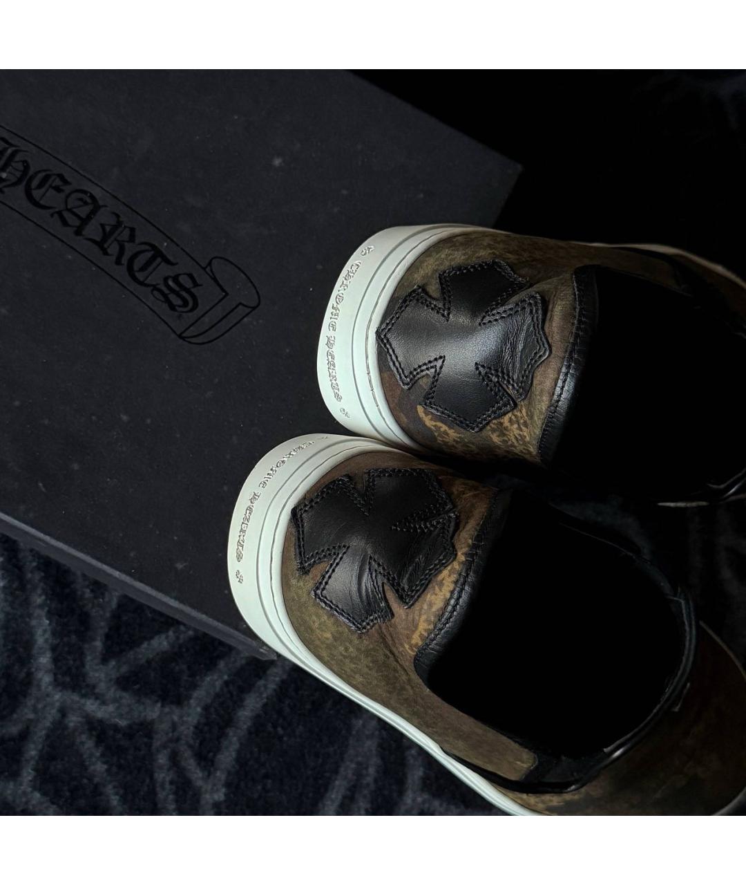CHROME HEARTS Хаки кожаные слипоны, фото 4