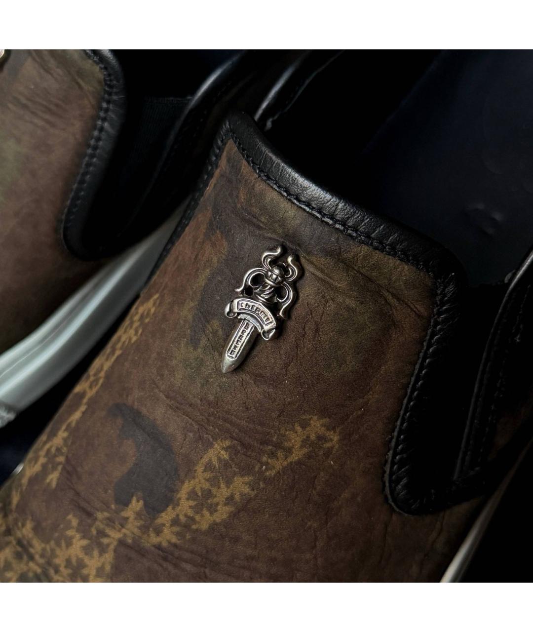 CHROME HEARTS Хаки кожаные слипоны, фото 6