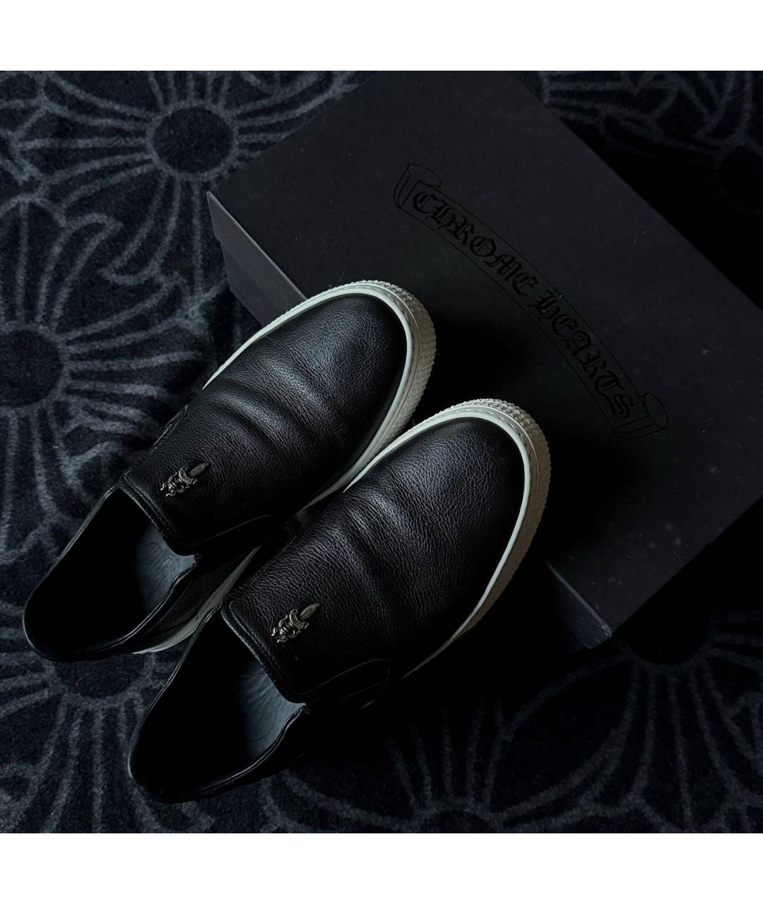 CHROME HEARTS Черные кожаные слипоны, фото 8