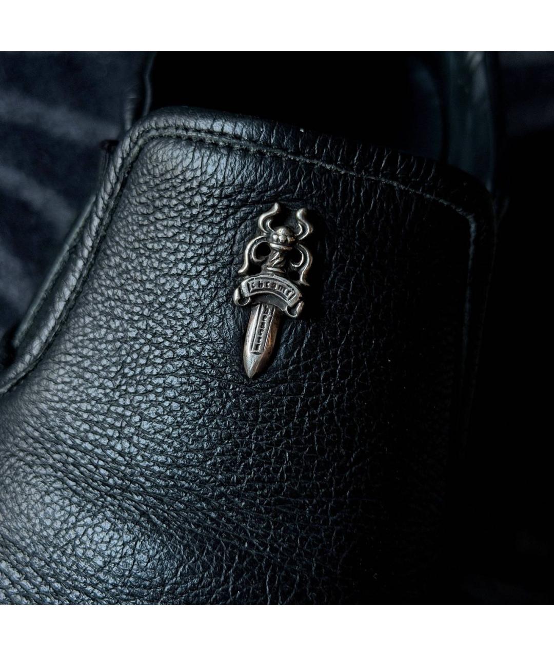 CHROME HEARTS Черные кожаные слипоны, фото 6