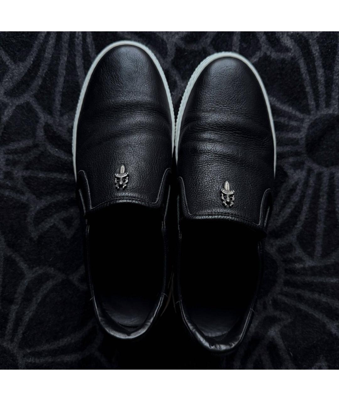 CHROME HEARTS Черные кожаные слипоны, фото 5