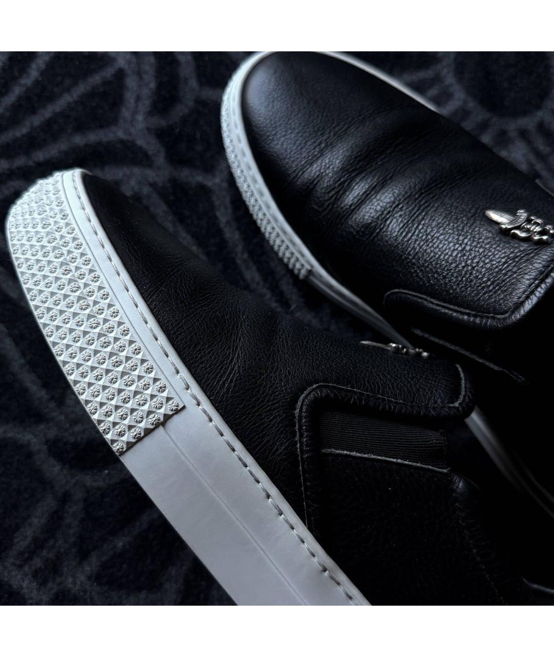 CHROME HEARTS Черные кожаные слипоны, фото 2