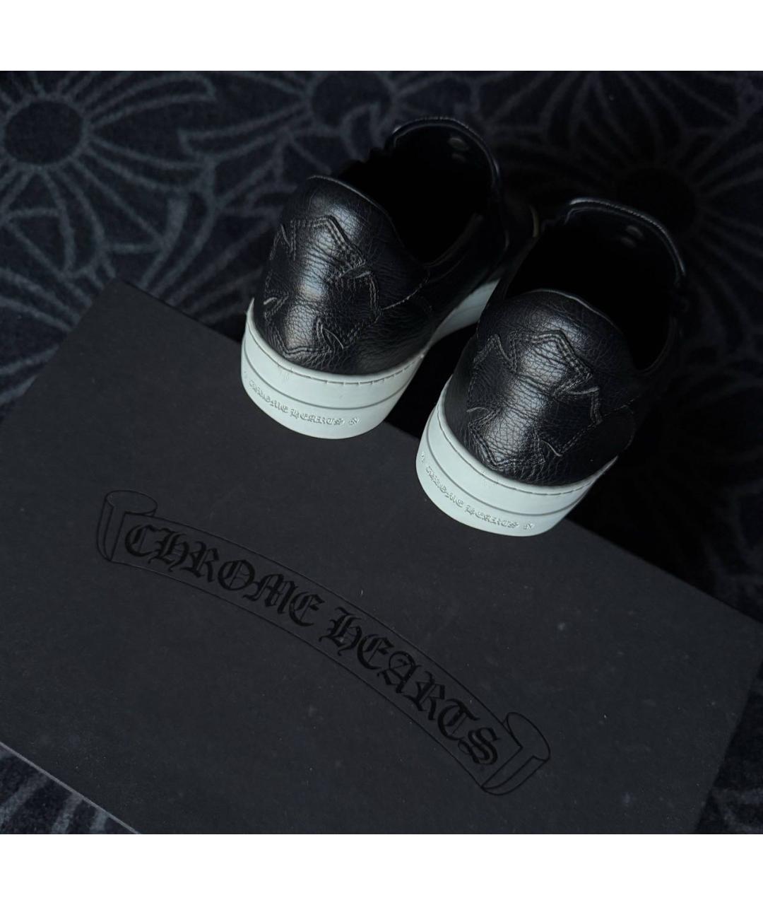 CHROME HEARTS Черные кожаные слипоны, фото 4