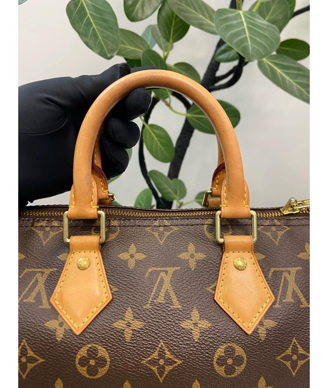 LOUIS VUITTON Коричневая кожаная сумка через плечо, фото 7