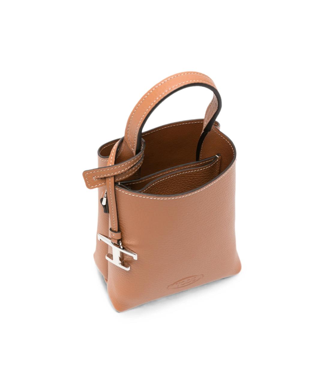 TOD'S Коричневая кожаная сумка с короткими ручками, фото 4