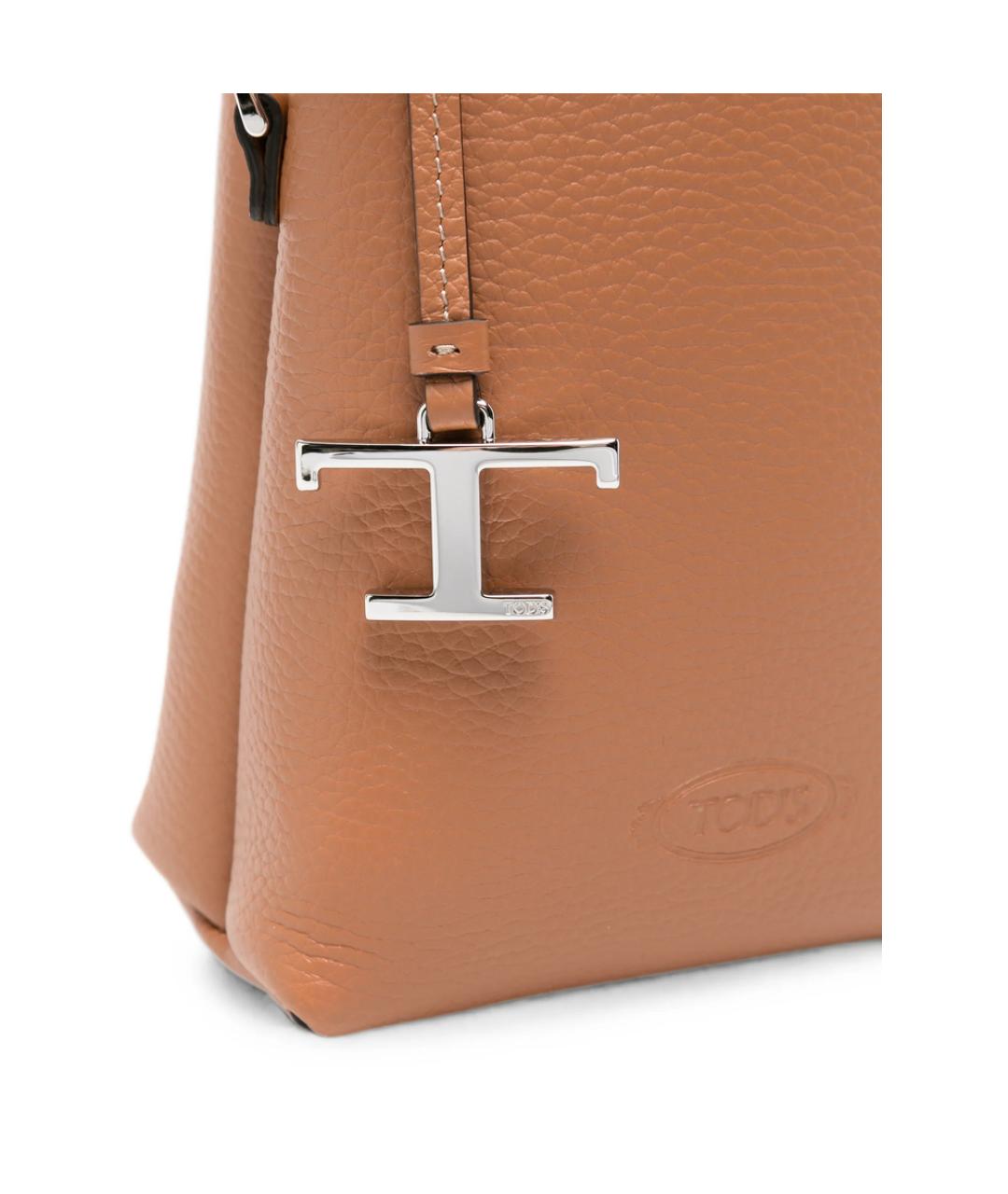 TOD'S Коричневая кожаная сумка с короткими ручками, фото 2