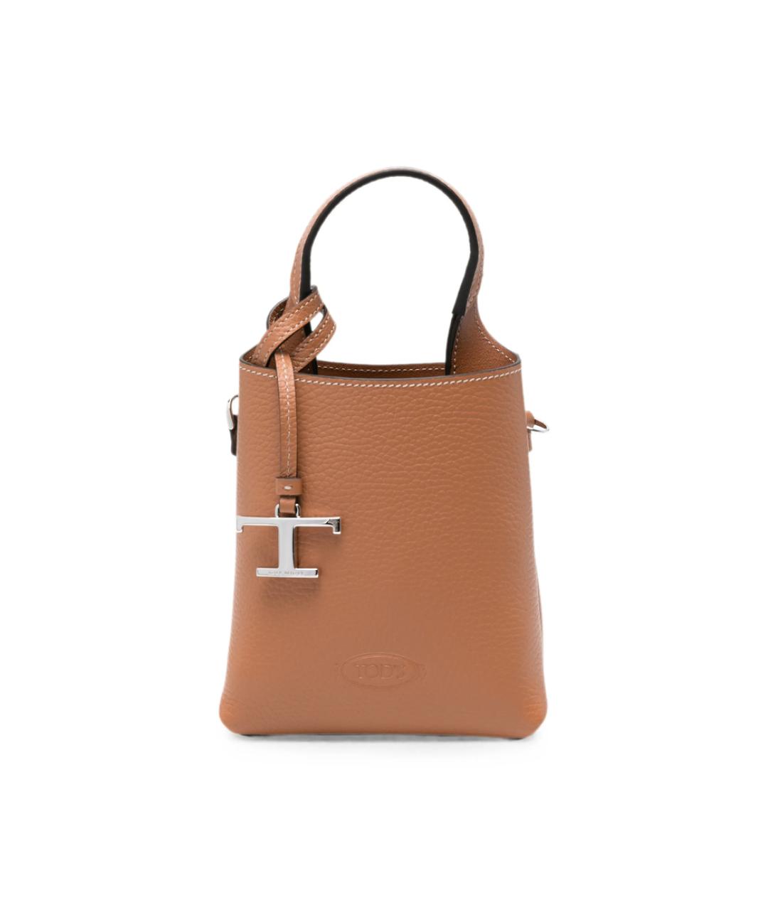 TOD'S Коричневая кожаная сумка с короткими ручками, фото 1