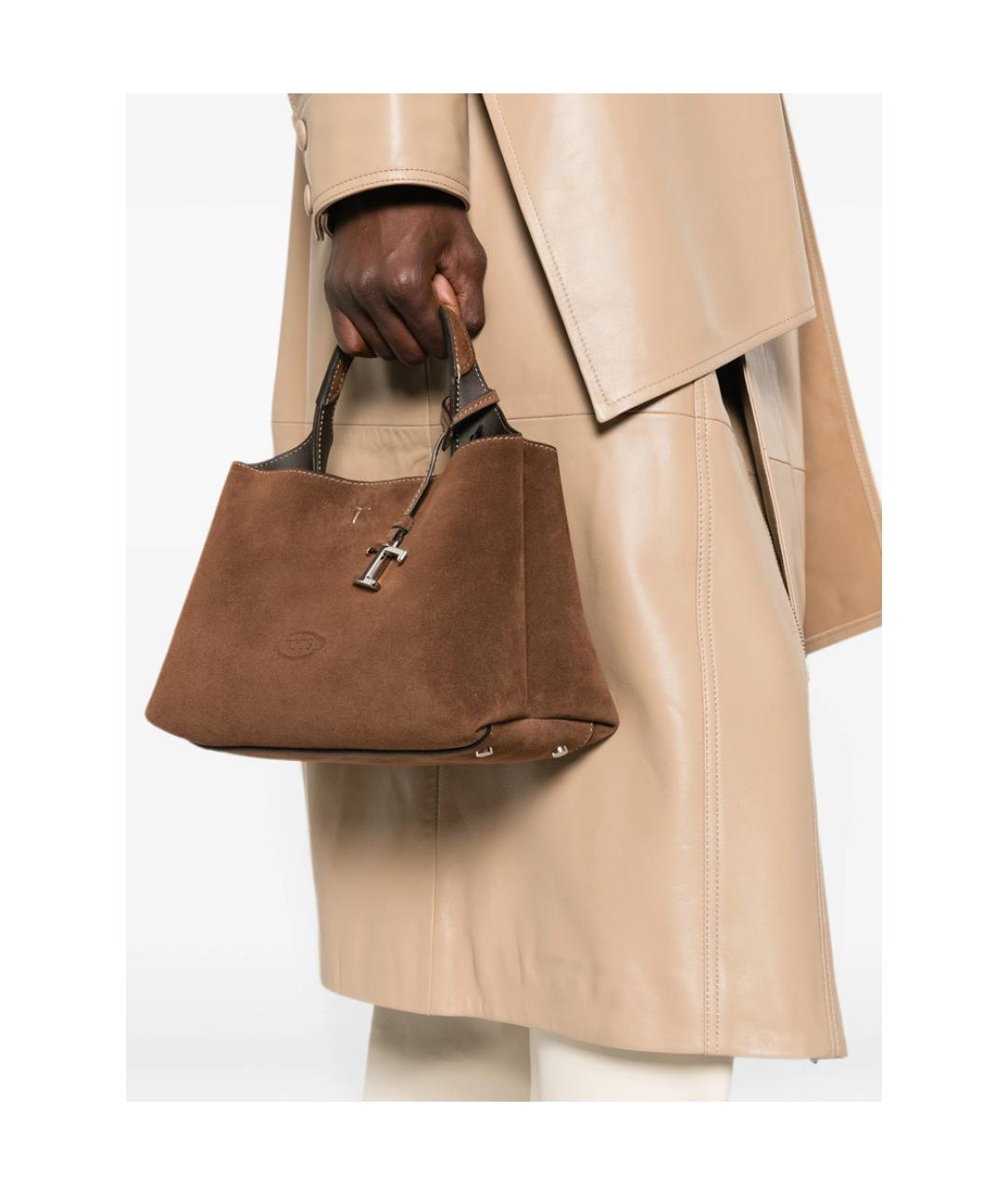 TOD'S Коричневая замшевая сумка тоут, фото 4