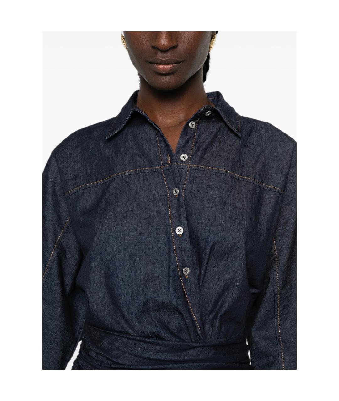 7 FOR ALL MANKIND Синяя хлопковая рубашка, фото 5