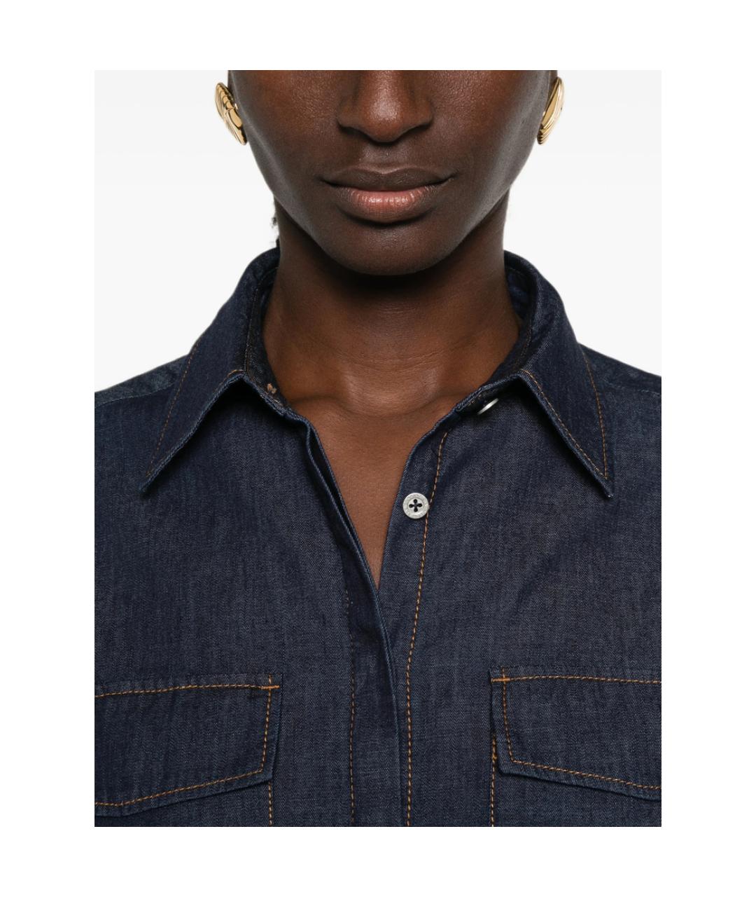 7 FOR ALL MANKIND Синяя хлопковая рубашка, фото 3