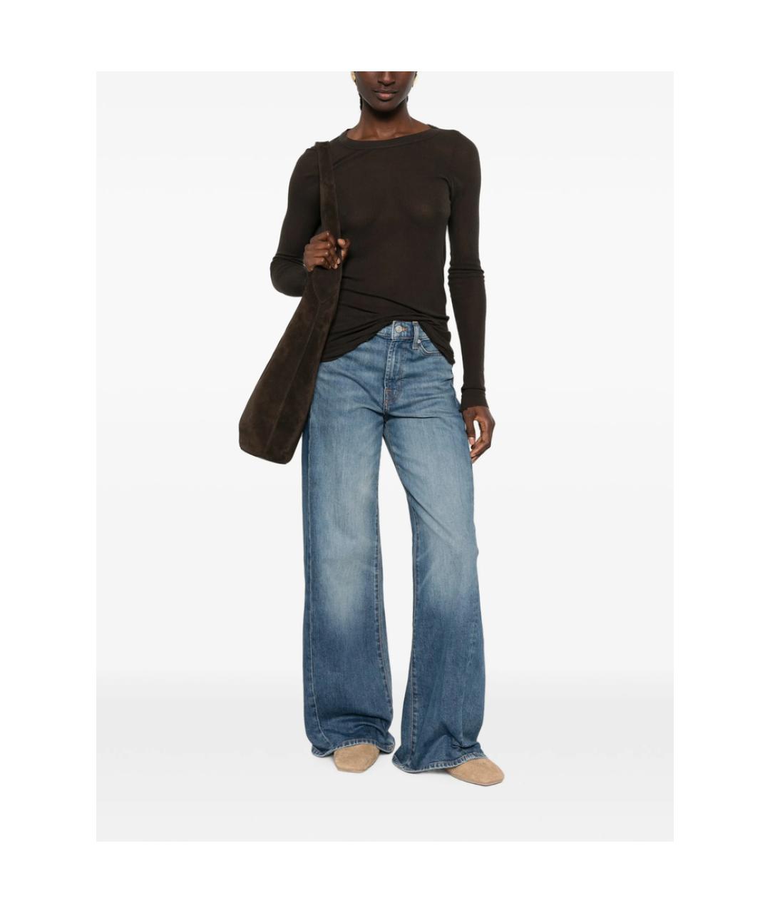 7 FOR ALL MANKIND Синие хлопковые джинсы клеш, фото 5