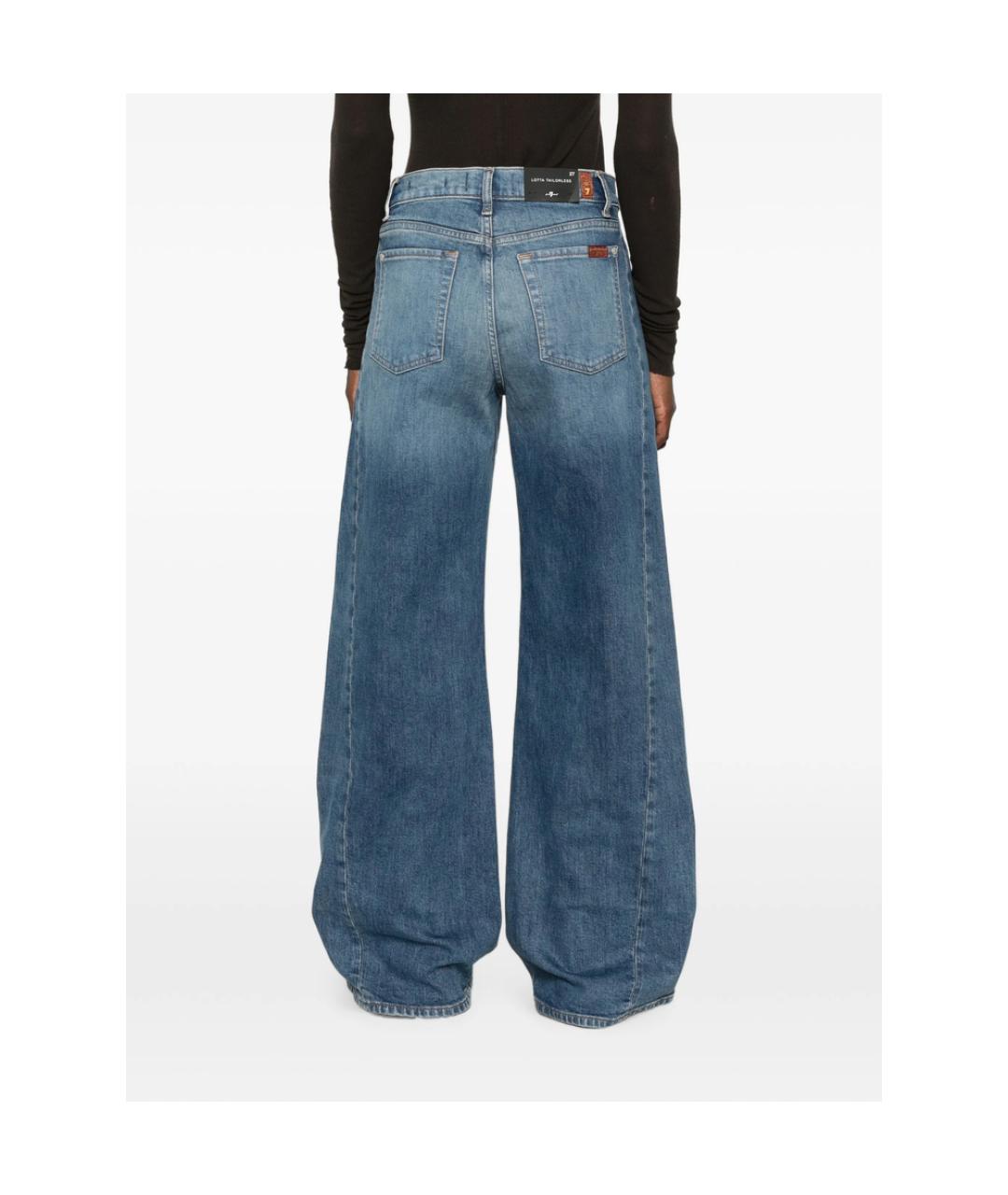 7 FOR ALL MANKIND Синие хлопковые джинсы клеш, фото 4
