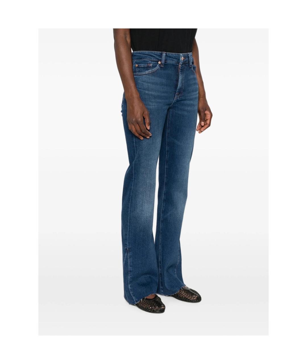 7 FOR ALL MANKIND Синие хлопковые джинсы клеш, фото 2