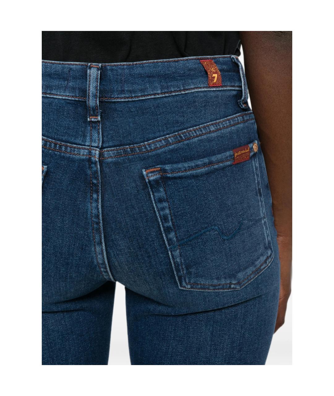 7 FOR ALL MANKIND Синие хлопковые джинсы клеш, фото 4