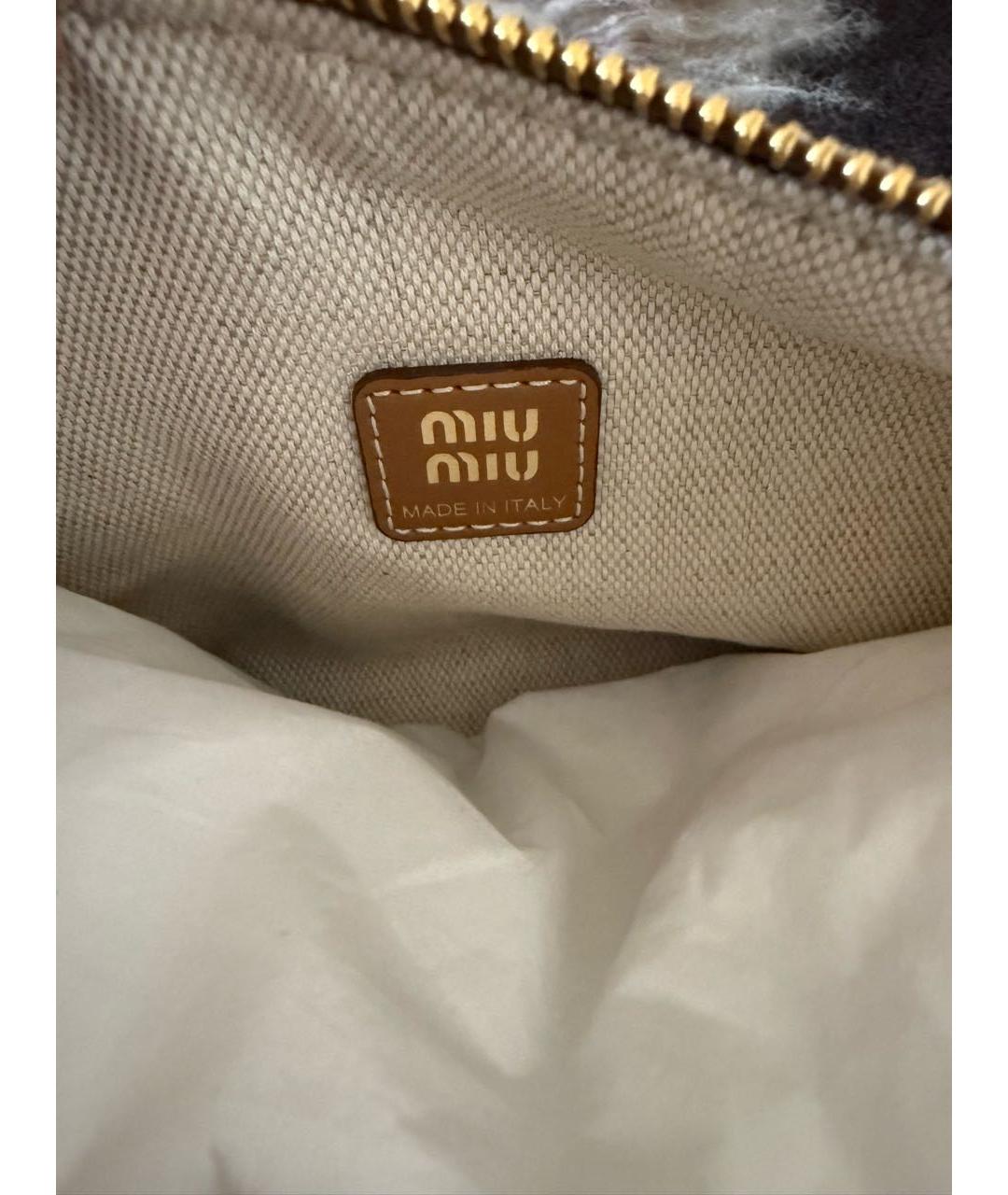 MIU MIU Бежевая тканевая сумка через плечо, фото 5