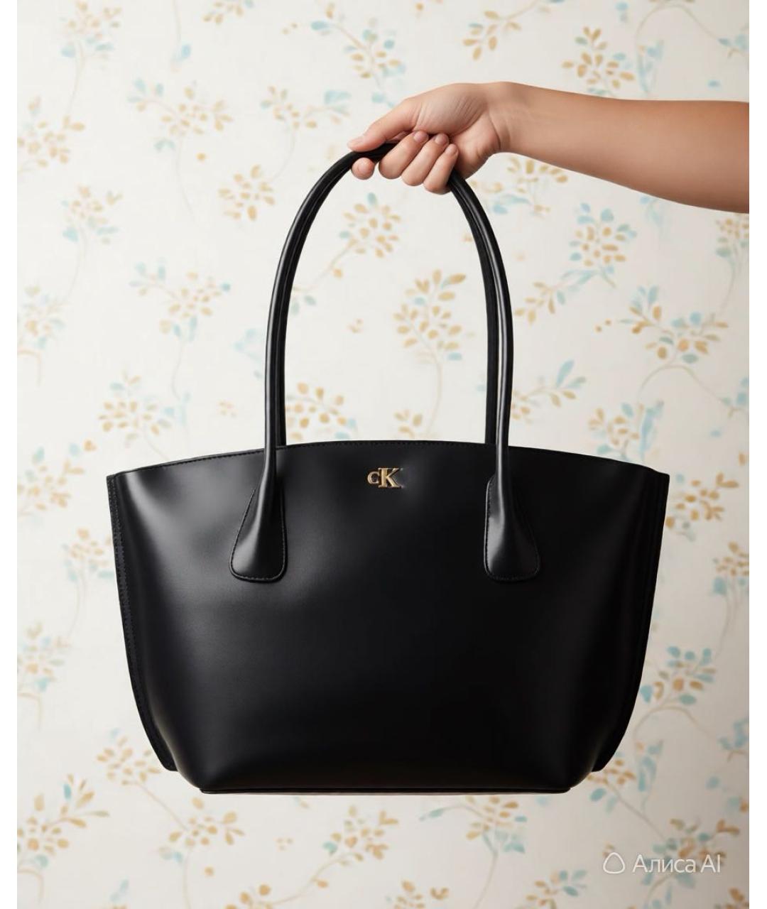 CALVIN KLEIN Черная сумка тоут из искусственной кожи, фото 3