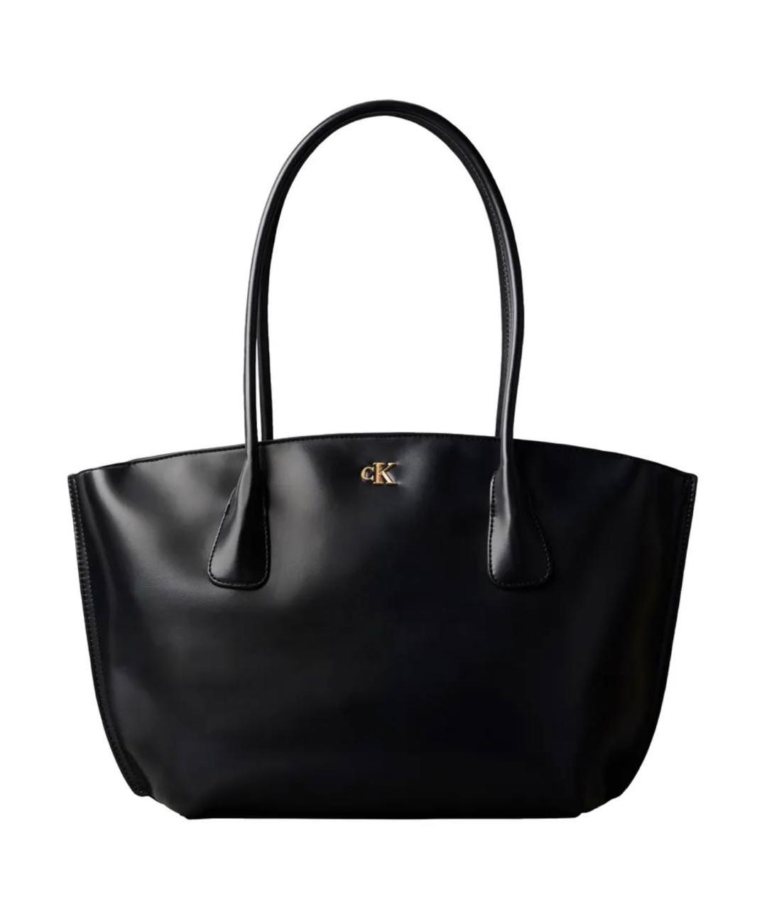CALVIN KLEIN Черная сумка тоут из искусственной кожи, фото 1