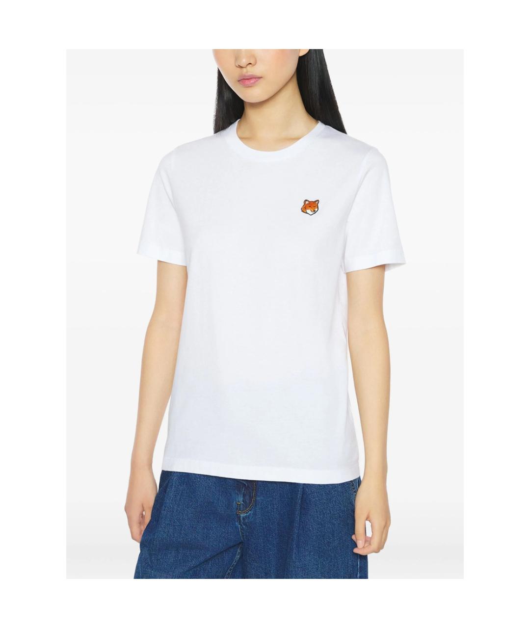 MAISON KITSUNE Белая хлопковая футболка, фото 4