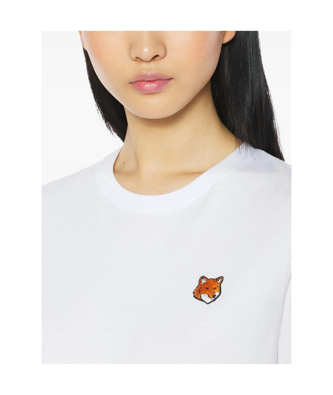 MAISON KITSUNE Белая хлопковая футболка, фото 3