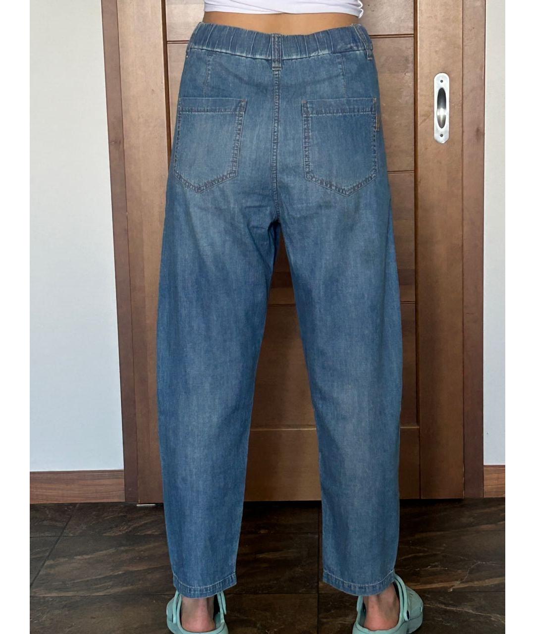 BRUNELLO CUCINELLI Синие хлопковые брюки широкие, фото 2