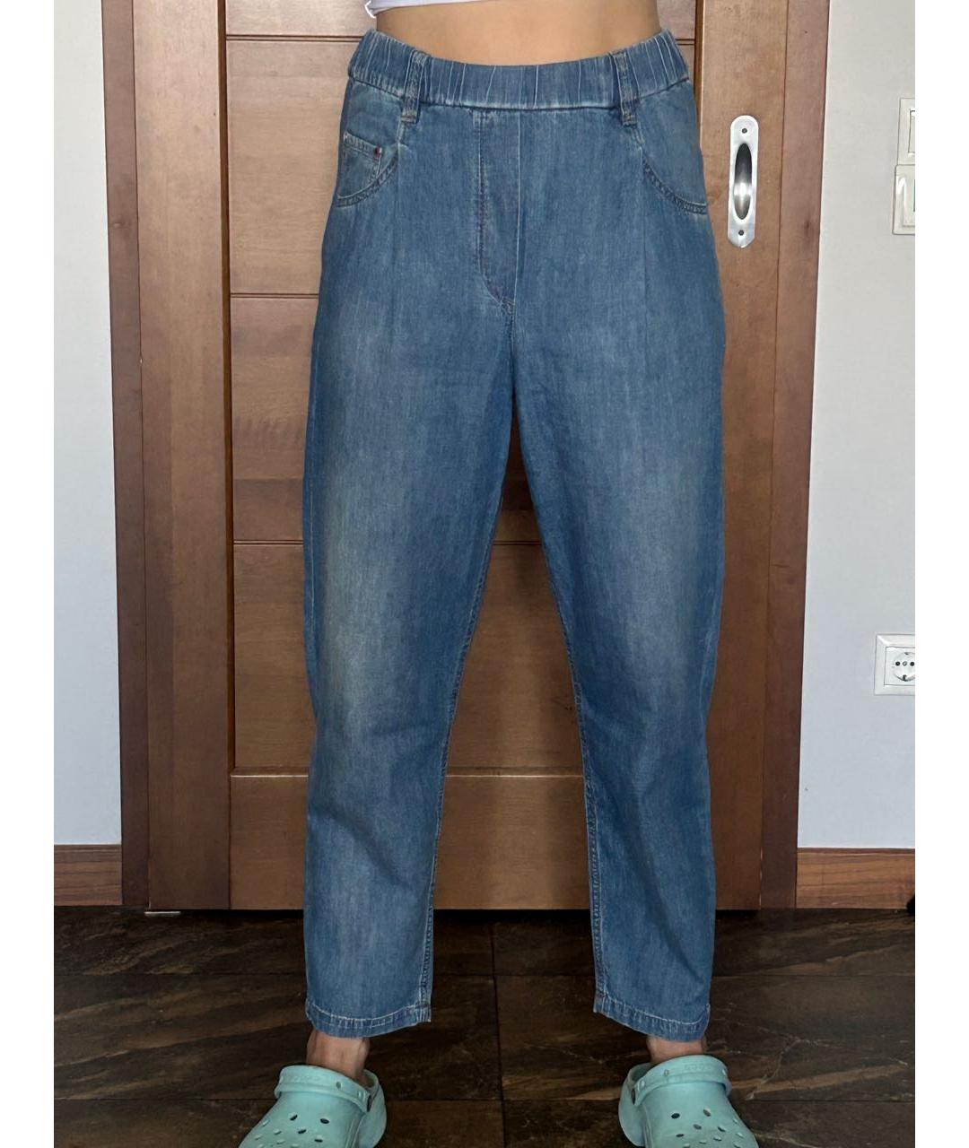 BRUNELLO CUCINELLI Синие хлопковые брюки широкие, фото 4