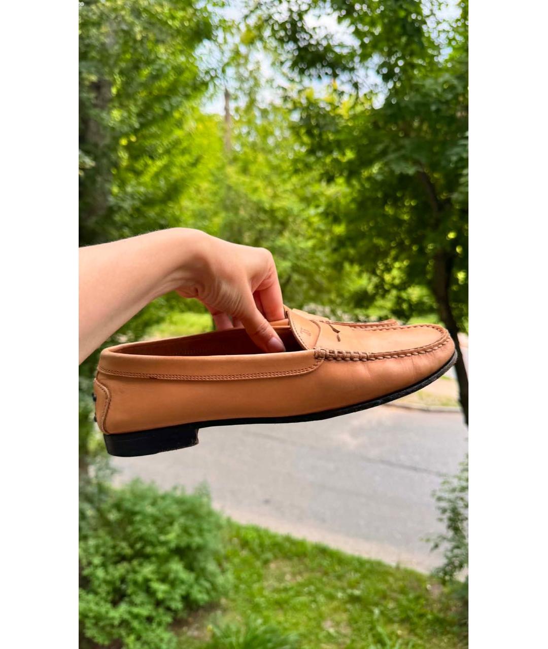 TOD'S Бежевые кожаные лоферы, фото 8