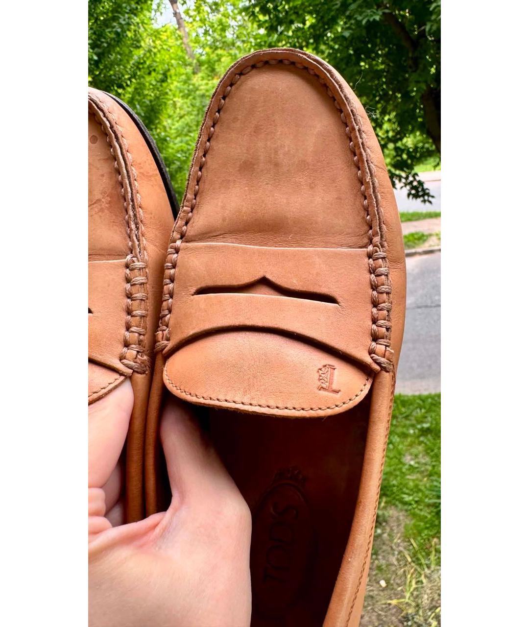 TOD'S Бежевые кожаные лоферы, фото 5