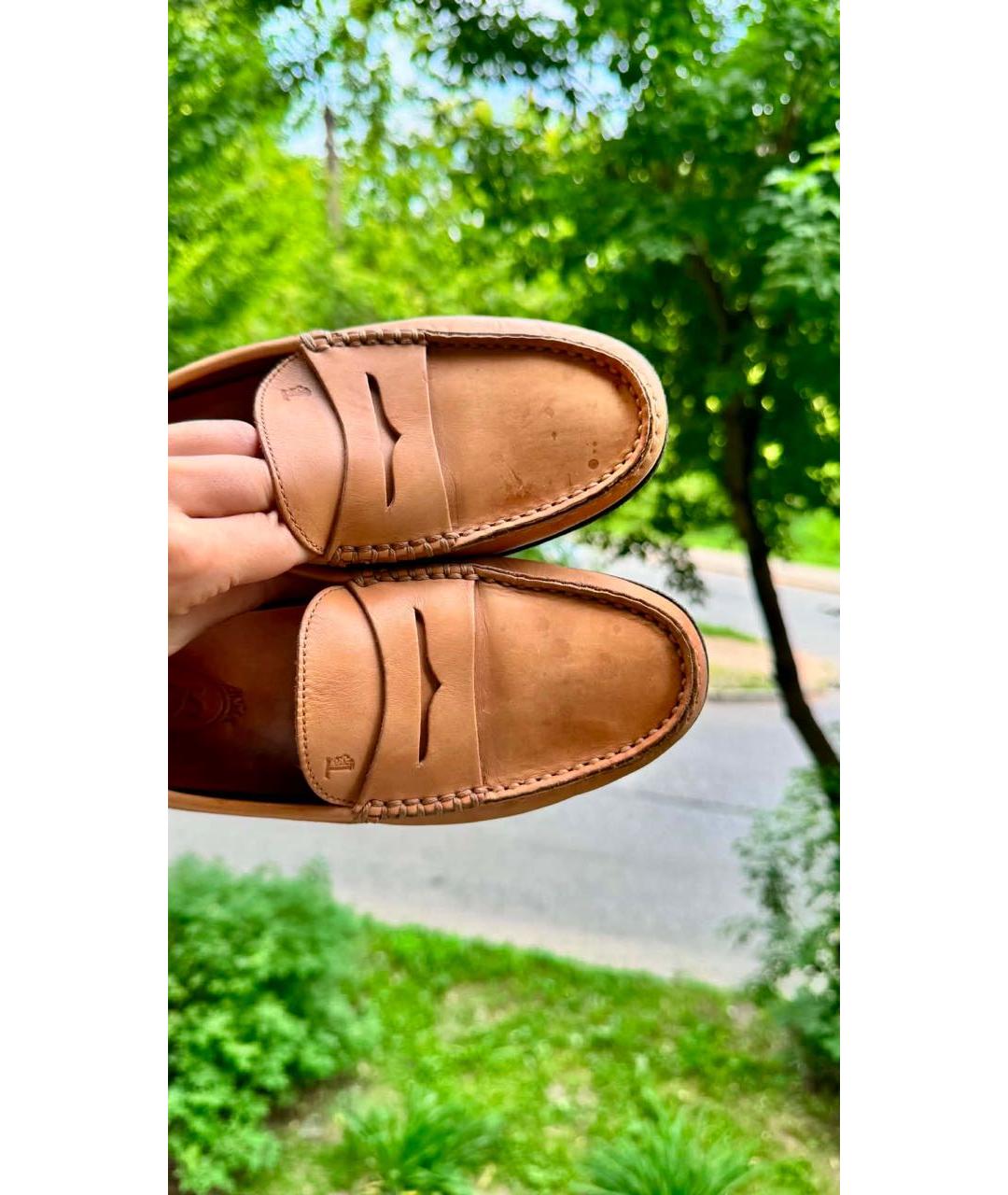 TOD'S Бежевые кожаные лоферы, фото 6