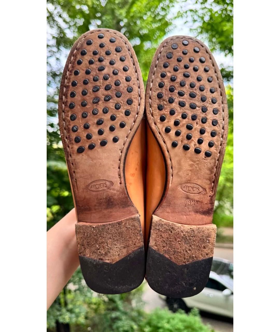 TOD'S Бежевые кожаные лоферы, фото 7